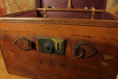 ANTIQUE LEATHER MULTI TOP HAT BOX LINCOLN BENNETT STORAGE CASE JEW - ADDITIONAL PHOTO 12