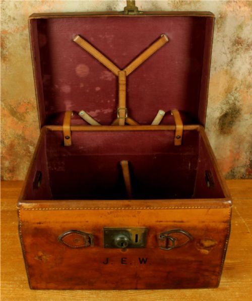 ANTIQUE LEATHER MULTI TOP HAT BOX LINCOLN BENNETT STORAGE CASE JEW - ADDITIONAL PHOTO 13