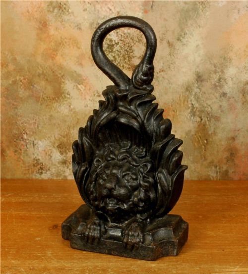 fig 1. Victorian Cast Iron Lion Door Stop. Antique Doorstop Door Porter. c1860.