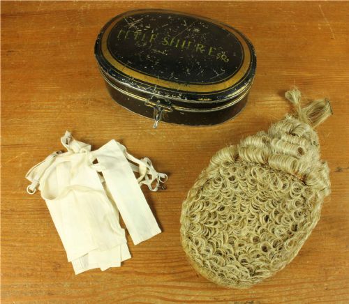Victorian English Barristers Wig & Tin. Ravenscroft Law. Peter Shier.