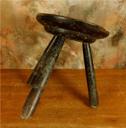 ANTIQUE WELSH MILKING STOOL CHEESE TOP COUNTRY FURNITURE - ADDITIONAL PHOTO 5