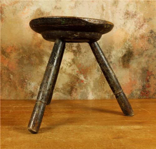 ANTIQUE WELSH MILKING STOOL CHEESE TOP COUNTRY FURNITURE - ADDITIONAL PHOTO 8