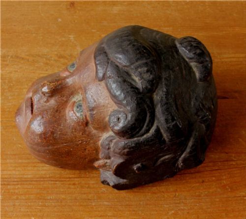 CARVED WOOD POLYCHROME CHERUB HEAD 18TH CENTURY FRENCH PUTTI STATUE - ADDITIONAL PHOTO 6