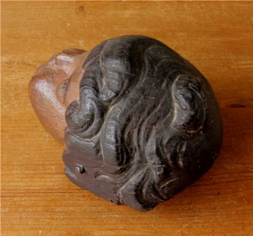CARVED WOOD POLYCHROME CHERUB HEAD 18TH CENTURY FRENCH PUTTI STATUE - ADDITIONAL PHOTO 7