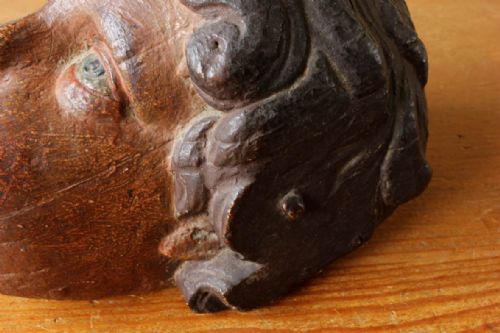 CARVED WOOD POLYCHROME CHERUB HEAD 18TH CENTURY FRENCH PUTTI STATUE - ADDITIONAL PHOTO 11