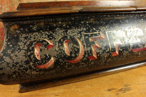 ANTIQUE COFFEE SHOP TIN VICTORIAN CAFE TOLEWARE TRIPLE COMPARTMENT BOX - ADDITIONAL PHOTO 3
