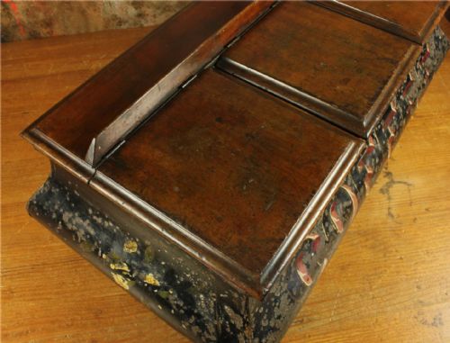 ANTIQUE COFFEE SHOP TIN VICTORIAN CAFE TOLEWARE TRIPLE COMPARTMENT BOX - ADDITIONAL PHOTO 8
