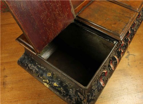 ANTIQUE COFFEE SHOP TIN VICTORIAN CAFE TOLEWARE TRIPLE COMPARTMENT BOX - ADDITIONAL PHOTO 9