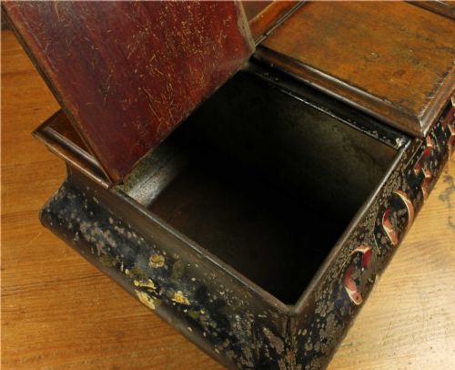 ANTIQUE COFFEE SHOP TIN VICTORIAN CAFE TOLEWARE TRIPLE COMPARTMENT BOX - ADDITIONAL PHOTO 23