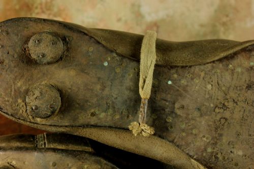 ANTIQUE FOOTBALL BOOTS OLD LACED LEATHER BROWN SOCCER SHOES C1925 - ADDITIONAL PHOTO 7