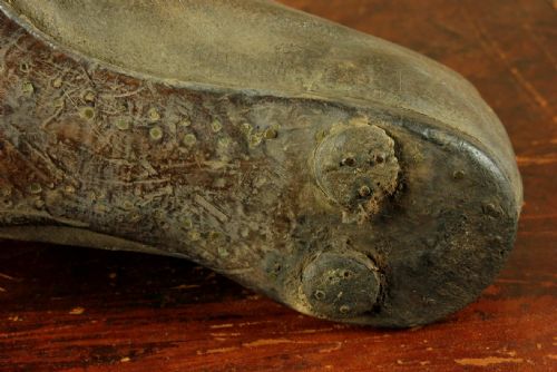 ANTIQUE FOOTBALL BOOTS OLD LACED LEATHER BROWN SOCCER SHOES C1925 - ADDITIONAL PHOTO 15