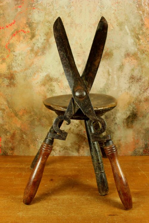 ANTIQUE LARGE PAIR GARDENING SHEARS 18TH CENTURY FRENCH GARDENER'S TOOL - ADDITIONAL PHOTO 1