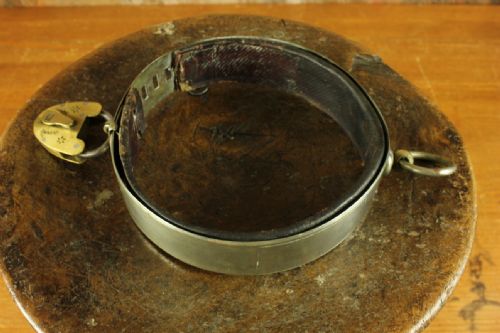 ANTIQUE FRENCH SILVER PLATE LEATHER DOG COLLAR PADLOCK 19TH CENTURY - ADDITIONAL PHOTO 16