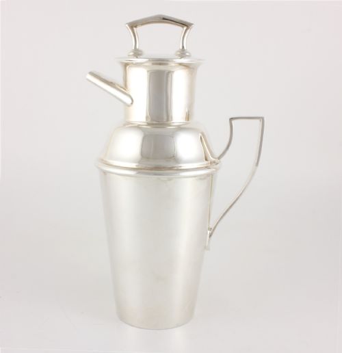 ASPREY CO SILVER PLATED COCKTAIL SHAKER ART DECO MILK CHURN C1930