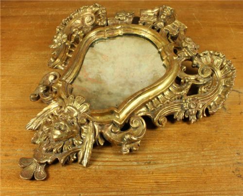 18TH CENTURY ROCOCO GILTWOOD WALL MIRROR DECORATIVE MASK GOLD MIRROR - ADDITIONAL PHOTO 2