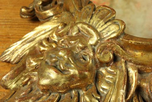 18TH CENTURY ROCOCO GILTWOOD WALL MIRROR DECORATIVE MASK GOLD MIRROR - ADDITIONAL PHOTO 6