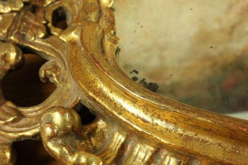 18TH CENTURY ROCOCO GILTWOOD WALL MIRROR DECORATIVE MASK GOLD MIRROR - ADDITIONAL PHOTO 9