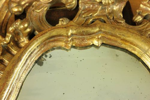 18TH CENTURY ROCOCO GILTWOOD WALL MIRROR DECORATIVE MASK GOLD MIRROR - ADDITIONAL PHOTO 11