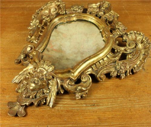 18TH CENTURY ROCOCO GILTWOOD WALL MIRROR DECORATIVE MASK GOLD MIRROR - ADDITIONAL PHOTO 13