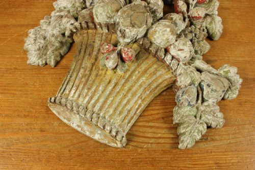 ANTIQUE FLOWER BASKET WOOD CARVING DECORATIVE FLORAL WALL RELIEF C1800 - ADDITIONAL PHOTO 12