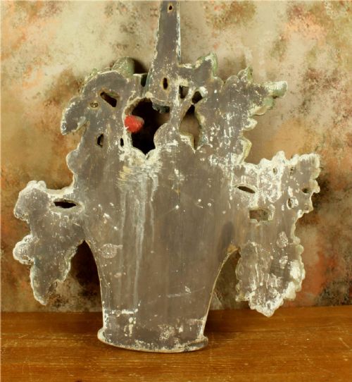 ANTIQUE FLOWER BASKET WOOD CARVING DECORATIVE FLORAL WALL RELIEF C1800 - ADDITIONAL PHOTO 13