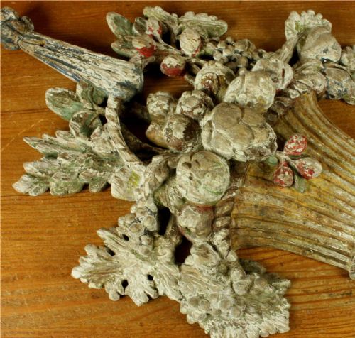 ANTIQUE FLOWER BASKET WOOD CARVING DECORATIVE FLORAL WALL RELIEF C1800 - ADDITIONAL PHOTO 14