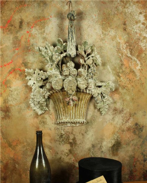 ANTIQUE FLOWER BASKET WOOD CARVING DECORATIVE FLORAL WALL RELIEF C1800 - ADDITIONAL PHOTO 16