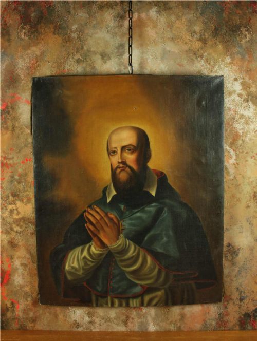 SAINT FRANCIS DE SALES OIL PAINTING RELIGIOUS 18TH CENT ITALIAN SCHOOL