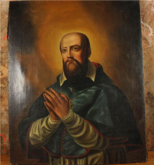 SAINT FRANCIS DE SALES OIL PAINTING RELIGIOUS 18TH CENT ITALIAN SCHOOL - ADDITIONAL PHOTO 1