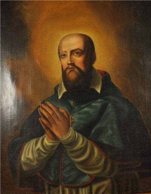 SAINT FRANCIS DE SALES OIL PAINTING RELIGIOUS 18TH CENT ITALIAN SCHOOL - ADDITIONAL PHOTO 3