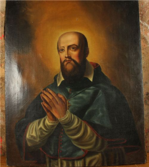 SAINT FRANCIS DE SALES OIL PAINTING RELIGIOUS 18TH CENT ITALIAN SCHOOL - ADDITIONAL PHOTO 4