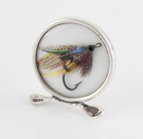 TWO SILVER FLY FISHING MENU CARD HOLDERS PHOTO CLIPS GREY CO 1913 - ADDITIONAL PHOTO 5