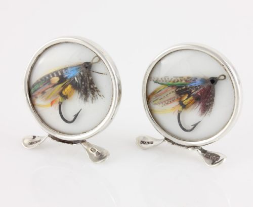 TWO SILVER FLY FISHING MENU CARD HOLDERS PHOTO CLIPS GREY CO 1913 - ADDITIONAL PHOTO 8