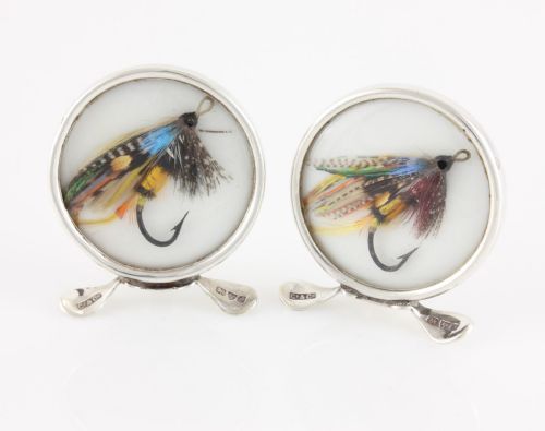 TWO SILVER FLY FISHING MENU CARD HOLDERS PHOTO CLIPS GREY CO 1913 - ADDITIONAL PHOTO 10