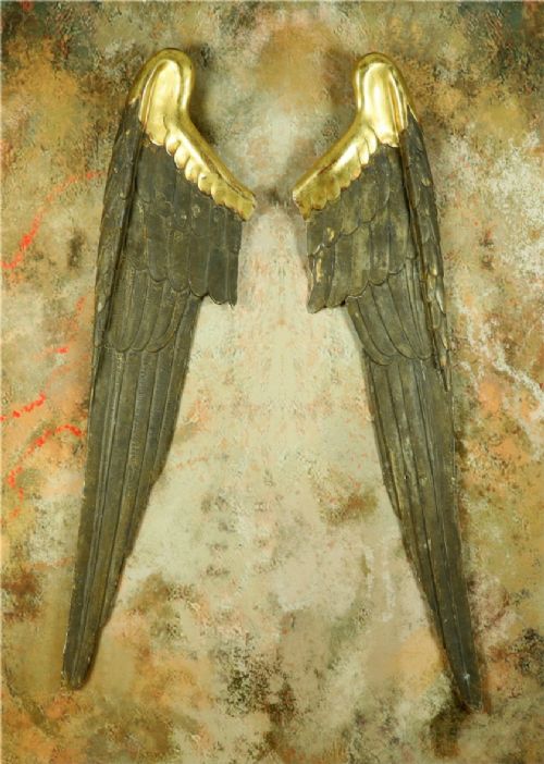 French 18th Century Carved Wood Angel Wings. Antique Gilt Gesso Wings.