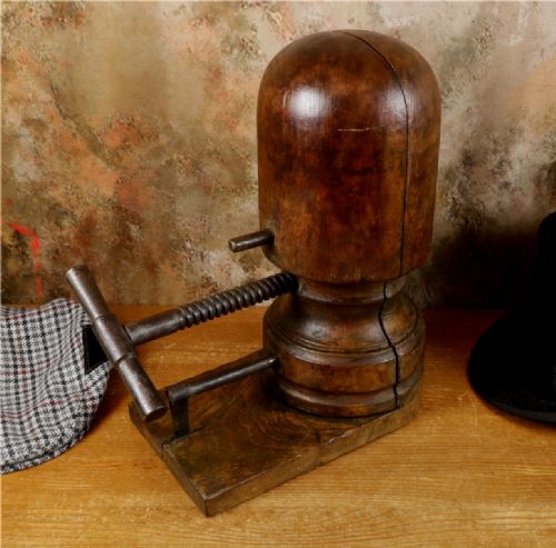 Antique Milliner's Hat Sizer. Wooden Hat Stretcher. Wig Display Stand.
