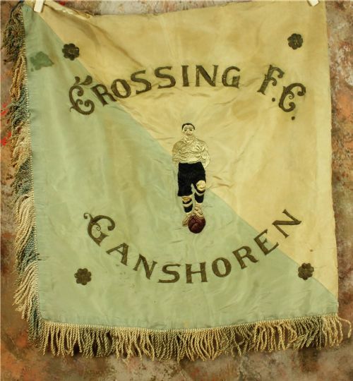 Belgian Silk Football Banner Flag. Crossing Fc Ganshoren. Belgium 1921.