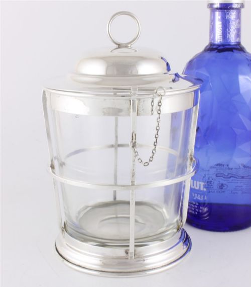 Ship's Lantern Ice Bucket. Silver Plate & Glass Lamp Ice Pail. Ph Vogel.