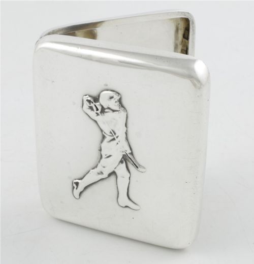 Silver Golf Cigarette Case. Stillorgan Golf Club. Sampson Mordan. 1908.