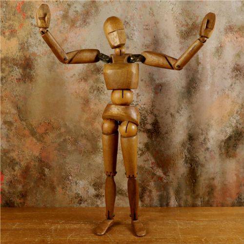 Antique Wooden Artist Lay Figure. French Articulated Teak Mannequin Doll.