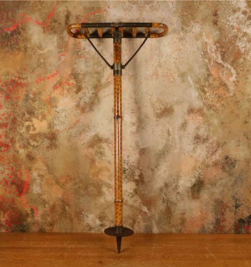 Bamboo Shooting Stick. Gentleman's Walking Cane with Folding Seat. C1890.
