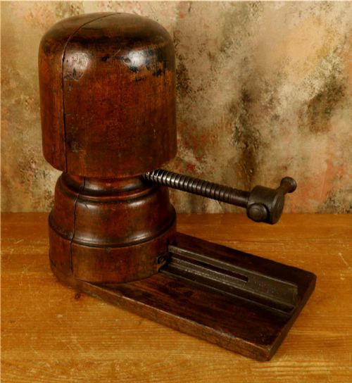 Antique French Milliner's Wooden Hat Stretcher. Hat Sizer Shop Display.