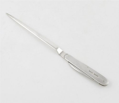Vintage Dunhill Sterling Silver Letter Opener. Paper Knife Penknife 1949.