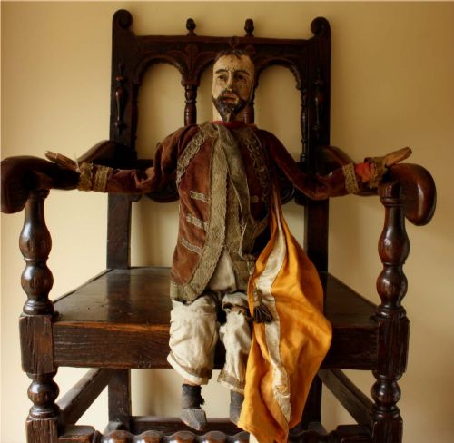 Antique Marionette Figure. French Folk Art Articulated Puppet Mannequin.
