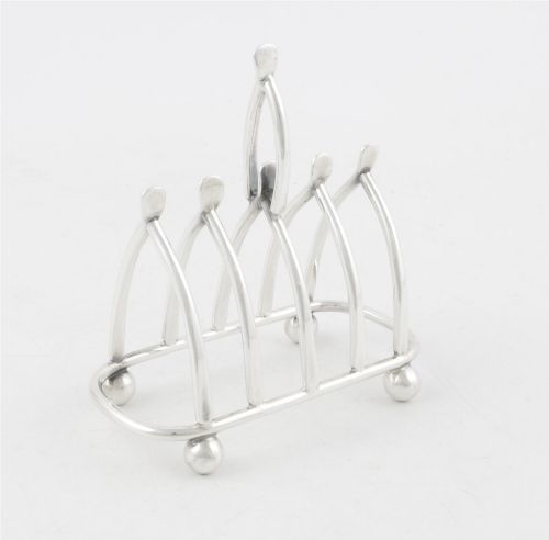 Antique Silver Plate Wishbone Toast Rack. Napkin Holder. E Leclere c1930.
