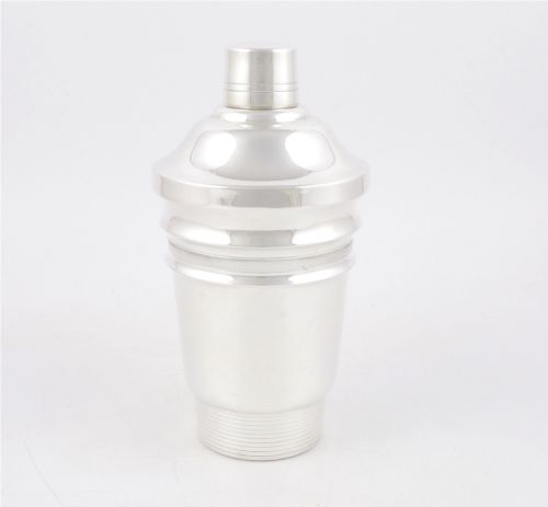 Deco Silver Plated Stepped Cocktail Shaker. 1930's French Engine Turned.