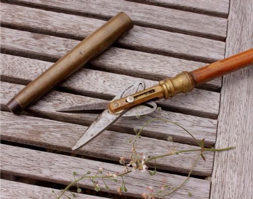 French Botanist Walking Cane. Gardener Cutter. Ceuilleuse Dubois C1880.