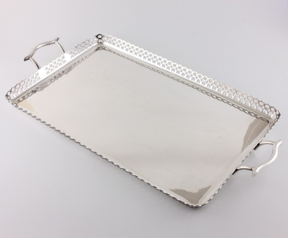 Silver Plate James Dixon Pierced Design Cocktail Tray