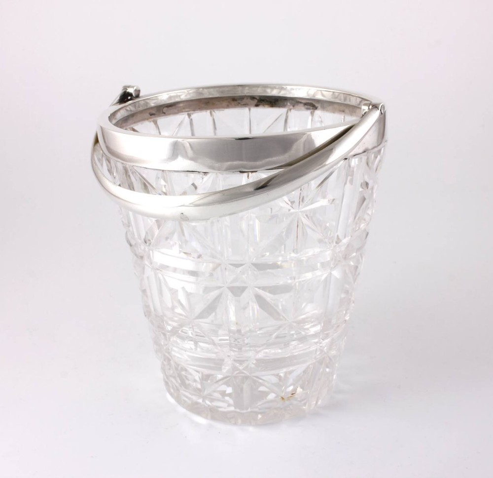 Cut Glass & Silver Ice Bucket Pail. Goldsmiths & Silversmiths. 