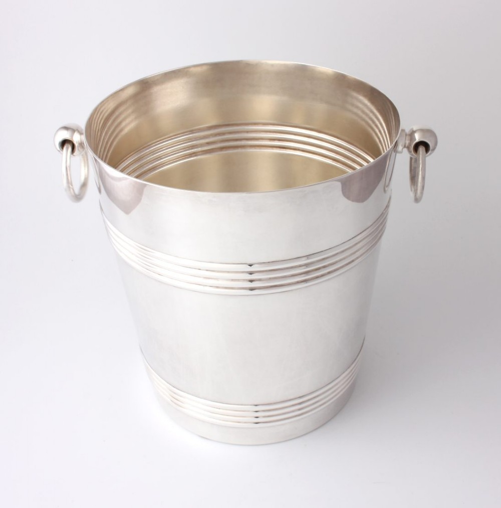 Christofle Gallia France Ring Handle Silver Plate Champagne Cooler.